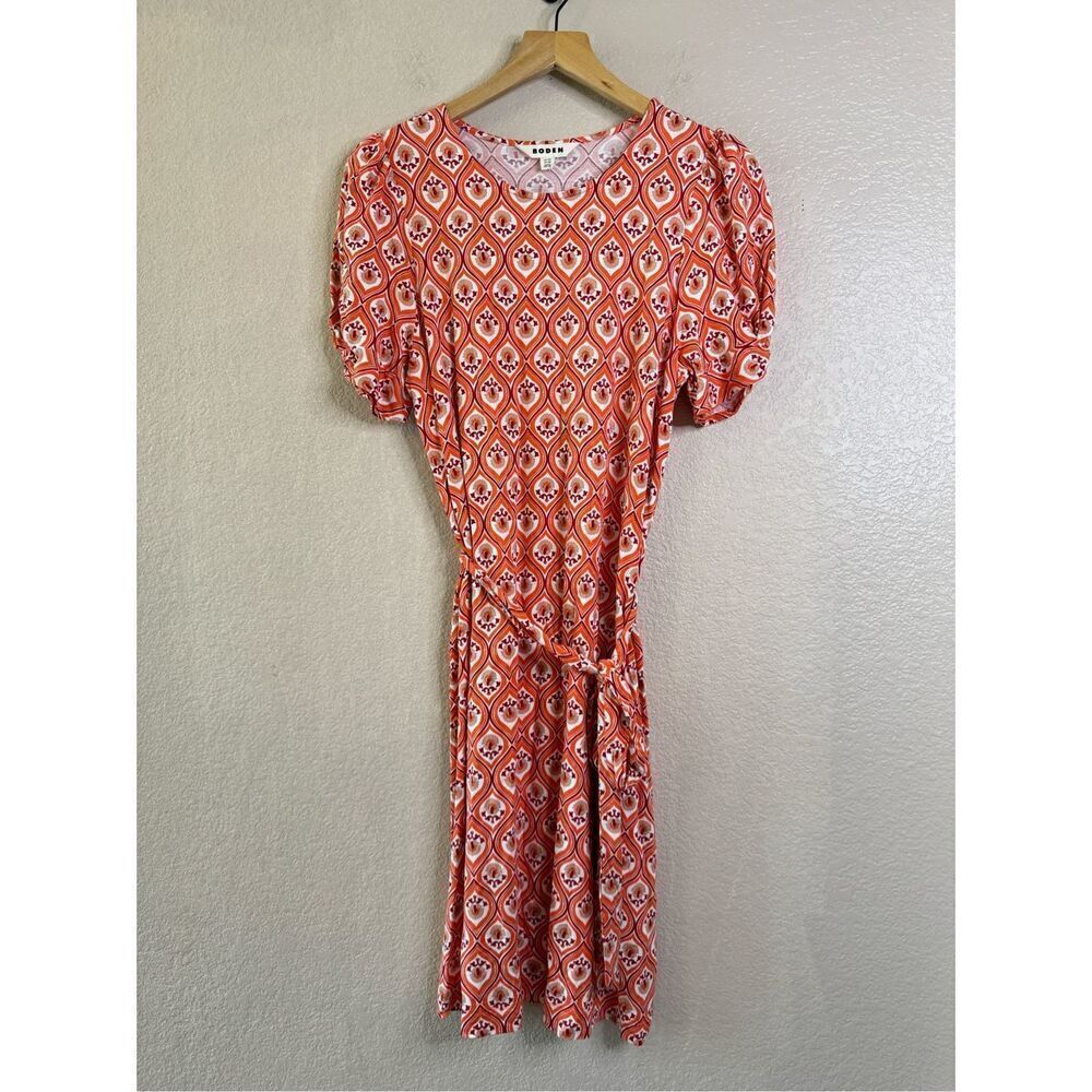 Boden Coral and White Printed Mini Dress